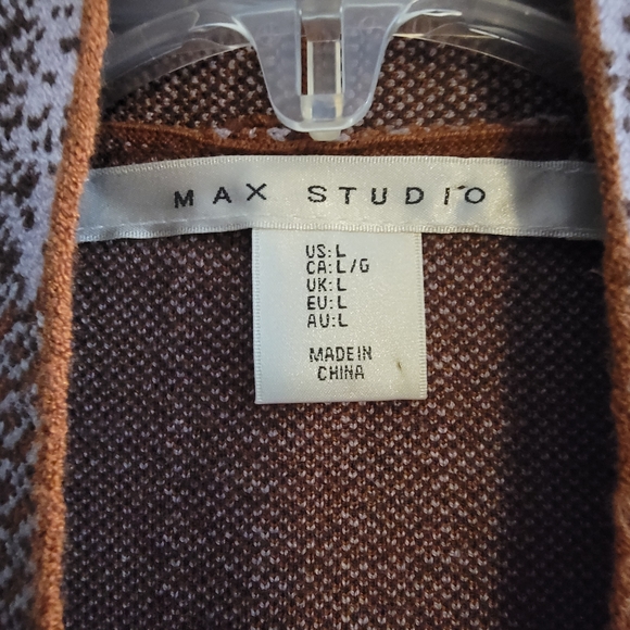 Max Studio Brown and Cream Checkered Cardigan - Picture 6 of 7